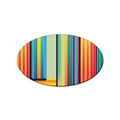 Colorful Rainbow Striped Pattern Stripes Background Sticker Oval (10 Pack)