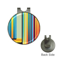 Colorful Rainbow Striped Pattern Stripes Background Hat Clips With Golf Markers