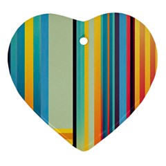 Colorful Rainbow Striped Pattern Stripes Background Heart Ornament (two Sides)