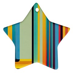 Colorful Rainbow Striped Pattern Stripes Background Star Ornament (two Sides)