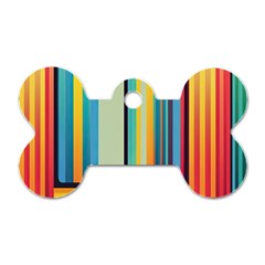 Colorful Rainbow Striped Pattern Stripes Background Dog Tag Bone (one Side)