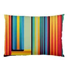 Colorful Rainbow Striped Pattern Stripes Background Pillow Case