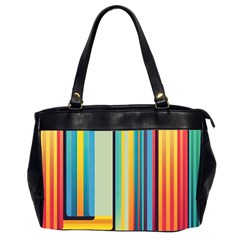 Colorful Rainbow Striped Pattern Stripes Background Oversize Office Handbag (2 Sides)