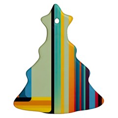Colorful Rainbow Striped Pattern Stripes Background Christmas Tree Ornament (two Sides)