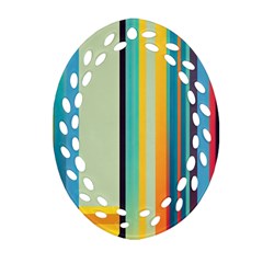 Colorful Rainbow Striped Pattern Stripes Background Ornament (oval Filigree)