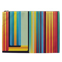 Colorful Rainbow Striped Pattern Stripes Background Cosmetic Bag (xxl) by Ket1n9