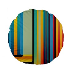 Colorful Rainbow Striped Pattern Stripes Background Standard 15  Premium Flano Round Cushions