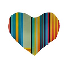 Colorful Rainbow Striped Pattern Stripes Background Standard 16  Premium Flano Heart Shape Cushions