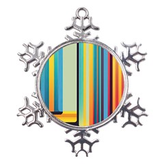 Colorful Rainbow Striped Pattern Stripes Background Metal Large Snowflake Ornament