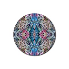 Turquoise Arabesque Rubber Round Coaster (4 Pack)