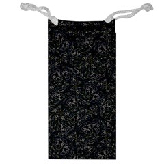 Midnight Blossom Elegance Black Backgrond Jewelry Bag