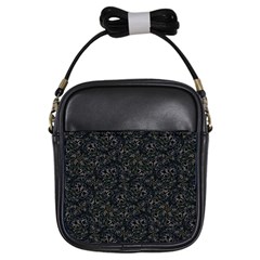 Midnight Blossom Elegance Black Backgrond Girls Sling Bag by dflcprintsclothing