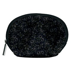 Midnight Blossom Elegance Black Backgrond Accessory Pouch (medium)