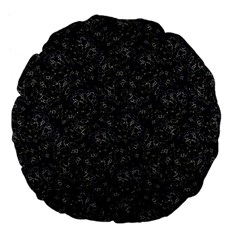 Midnight Blossom Elegance Black Backgrond Large 18  Premium Flano Round Cushions