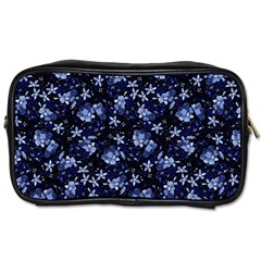Stylized Floral Intricate Pattern Design Black Backgrond Toiletries Bag (one Side)