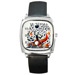 Abstract Drummer Square Metal Watch