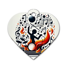 Abstract Drummer Dog Tag Heart (one Side) by RiverRootz