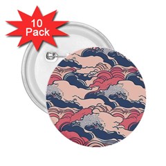 Waves Ocean Sea Water Pattern Rough Seas Digital Art Nature Nautical 2 25  Buttons (10 Pack) 