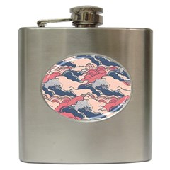 Waves Ocean Sea Water Pattern Rough Seas Digital Art Nature Nautical Hip Flask (6 Oz)