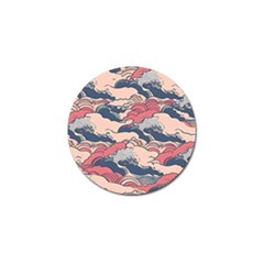 Waves Ocean Sea Water Pattern Rough Seas Digital Art Nature Nautical Golf Ball Marker (4 Pack)