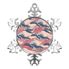 Waves Ocean Sea Water Pattern Rough Seas Digital Art Nature Nautical Metal Small Snowflake Ornament