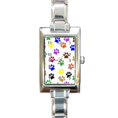 Pawprints Paw Prints Paw Animal Rectangle Italian Charm Watch