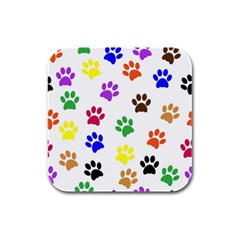 Pawprints Paw Prints Paw Animal Rubber Square Coaster (4 Pack)