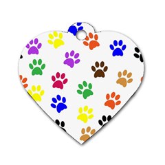 Pawprints Paw Prints Paw Animal Dog Tag Heart (two Sides)