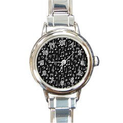 Chalk Music Notes Signs Seamless Pattern Round Italian Charm Watch