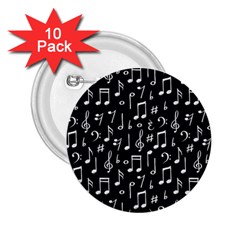 Chalk Music Notes Signs Seamless Pattern 2 25  Buttons (10 Pack)  by Ravend