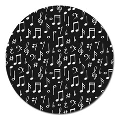 Chalk Music Notes Signs Seamless Pattern Magnet 5  (round)