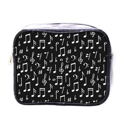 Chalk Music Notes Signs Seamless Pattern Mini Toiletries Bag (one Side)