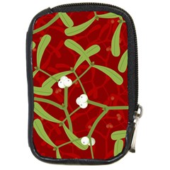 Mistletoe Christmas Texture Advent Compact Camera Leather Case