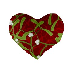 Mistletoe Christmas Texture Advent Standard 16  Premium Heart Shape Cushions