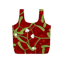Mistletoe Christmas Texture Advent Full Print Recycle Bag (s)