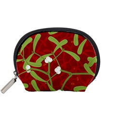 Mistletoe Christmas Texture Advent Accessory Pouch (small)