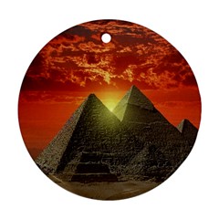 Pyramids Egypt Monument Landmark Sunrise Sunset Egyptian Round Ornament (two Sides)