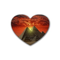 Pyramids Egypt Monument Landmark Sunrise Sunset Egyptian Rubber Heart Coaster (4 Pack) by Proyonanggan