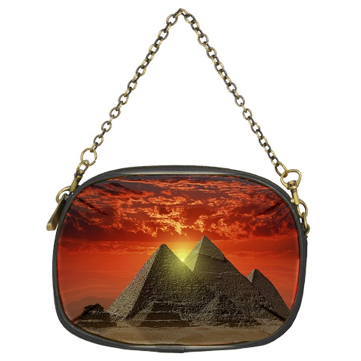 Pyramids Egypt Monument Landmark Sunrise Sunset Egyptian Chain Purse (Two Sides)