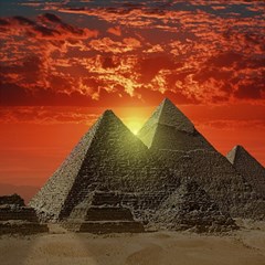 Pyramids Egypt Monument Landmark Sunrise Sunset Egyptian Play Mat (square)