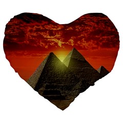 Pyramids Egypt Monument Landmark Sunrise Sunset Egyptian Large 19  Premium Heart Shape Cushions