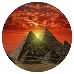 Pyramids Egypt Monument Landmark Sunrise Sunset Egyptian Round Trivet by Proyonanggan