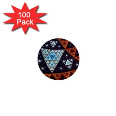 Fractal Triangle Geometric Abstract Pattern 1  Mini Buttons (100 Pack) 