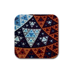 Fractal Triangle Geometric Abstract Pattern Rubber Square Coaster (4 Pack)