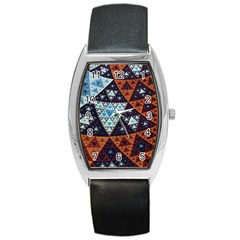 Fractal Triangle Geometric Abstract Pattern Barrel Style Metal Watch