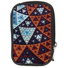 Fractal Triangle Geometric Abstract Pattern Compact Camera Leather Case
