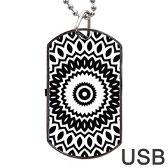 Circular Concentric Radial Symmetry Abstract Dog Tag Usb Flash (one Side)