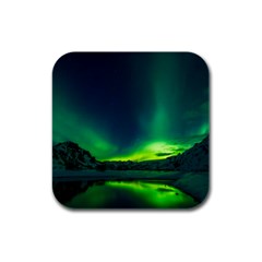 Iceland Aurora Borealis Rubber Square Coaster (4 Pack)