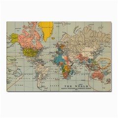 Vintage World Map Postcard 4 x 6  (pkg Of 10)