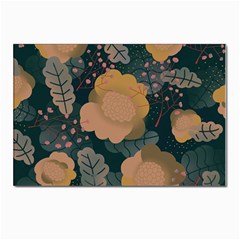 Flower Patterns Pattern Beige Green Postcards 5  X 7  (pkg Of 10) by Proyonanggan